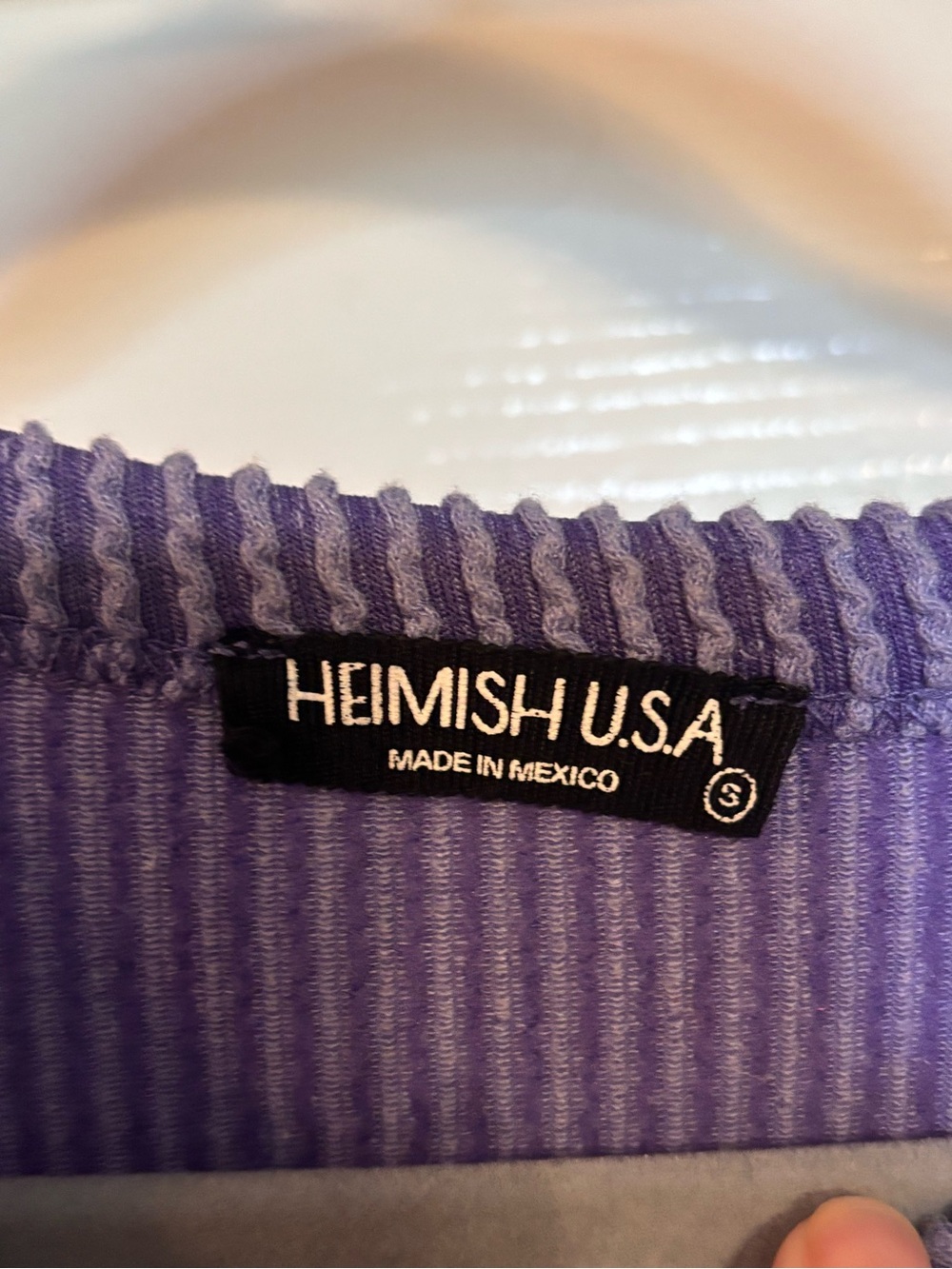 💜Heimish U.S.A.💜Purple Ruffled Ribbed Long-Sleeve Top - Picture 3 of 4